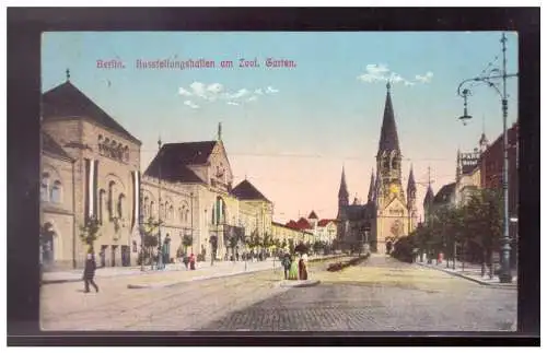 [Propagandapostkarte] DT-Reich (021693) Propaganda Berlin Ausstellungshallen am Zool. Garten, gelaufen, Zossen Übungsplatz 12.6.1915. 