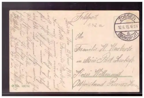 [Propagandapostkarte] DT-Reich (021693) Propaganda Berlin Ausstellungshallen am Zool. Garten, gelaufen, Zossen Übungsplatz 12.6.1915. 