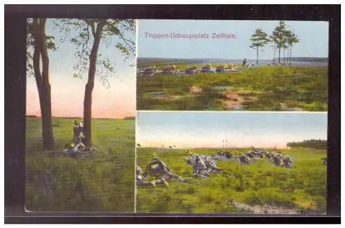 [Propagandapostkarte] DT-Reich (021694) Propaganda AK, Truppen- Übungsplatz Zeithain, Mehrfelderkarte, gelaufen 3.6.1916. 