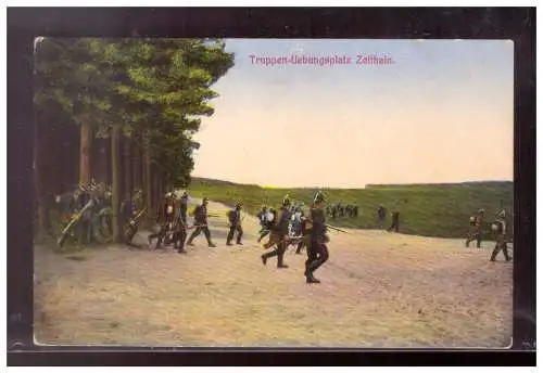 [Propagandapostkarte] DT-Reich (021695) Propaganda AK, Truppen- Übungsplatz Zeithain,, gelaufen 6.10.1915. 