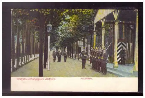 [Propagandapostkarte] DT-Reich (021696) Propaganda AK, Truppen- Übungsplatz Zeithain, Hauptwache, gelaufen 23.12.1917. 