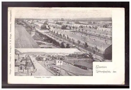 [Propagandapostkarte] DT-Reich (021771) Propaganda Ak, Elsenborn Übungsplatz, Eingang ins Lager, gelaufen 17.9.1915. 