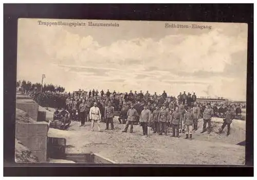 [Propagandapostkarte] DT-Reich (021777) Propaganda Ak, Truppenübungsplatz Hammerstein, Erdhütten Eingang, gelaufen 1916. 