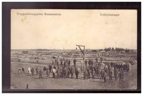 [Propagandapostkarte] DT-Reich (021778) Propaganda Ak, Truppenübungsplatz Hammerstein, Erdhüttenlager, gelaufen 23.10.1915. 