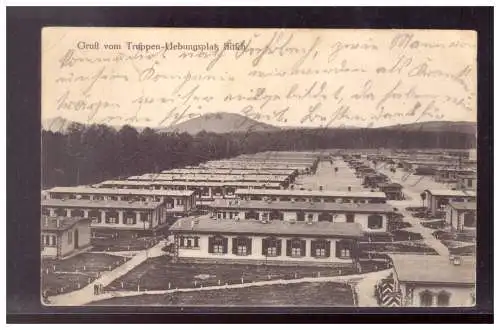 [Propagandapostkarte] DT-Reich (021784) Propaganda Ak, Gruß vom Truppen- Übungsplatz Bitsch, gelaufen 17.6.1912. 