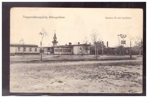 [Propagandapostkarte] DT-Reich (021785) Propaganda Ak, Gruß vom Truppenübungsplatz Altengrabow, Kantine III mit Speisesaal, ungebraucht. 