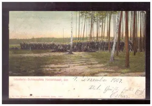 [Propagandapostkarte] DT-Reich (021790) Propaganda Ak, Infanterie- Schiessplatz, Haidehäuser, gelaufen am 7.12.1907. 