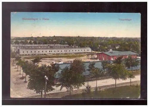 [Propagandapostkarte] DT-Reich (021794) Propaganda Ak, Munster Lager, Truppenlager, gelaufen Munster 19.4.1913. 