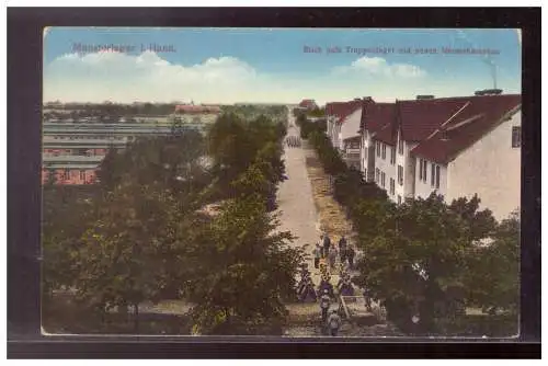 [Propagandapostkarte] DT-Reich (021806) Propaganda AK, Munsterlager i Hann., Truppenlager, Blick auf die neuen Masivbaracken, gelaufen 4.1.16. 