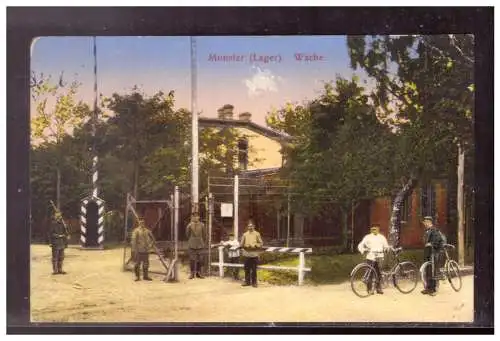 [Propagandapostkarte] DT-Reich (021808) Propaganda AK, Munsterlager i Hann., Wache, gelaufen Munster 10.1.1917. 
