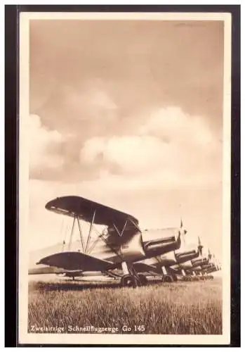 [Propagandapostkarte] Dt- Reich (021828) Propagandakarte, Zweisitziges Schnellflugzeug Go 145, gelaufen SST Gotha 18.5.1938. 