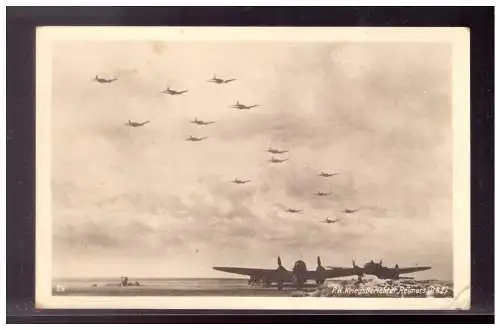 [Propagandapostkarte] Dt- Reich (021844) Propagandakarte, Kampfmaschienen kehren vom Feindflug zurück, gelaufen. 