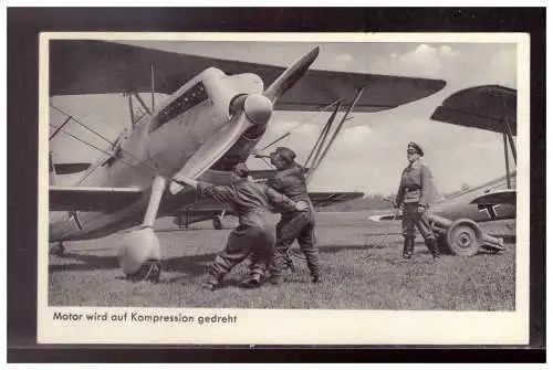 [Propagandapostkarte] Dt- Reich (021846) Propagandakarte,Motor wird auf Kompression gedreht, ungebraucht. 