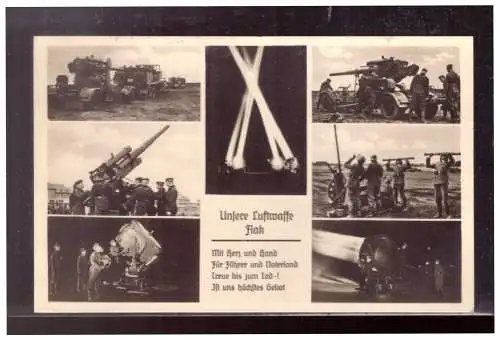 [Propagandapostkarte] Dt- Reich (021877) Propaganda, Mehrfelderkarte, Unsere Luftwaffe Flak, mit Spruch, gelaufen. 