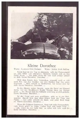 [Propagandapostkarte] Dt- Reich (021886) Propaganda Liederkarte, Kleine Dorothee, ungebraucht. 