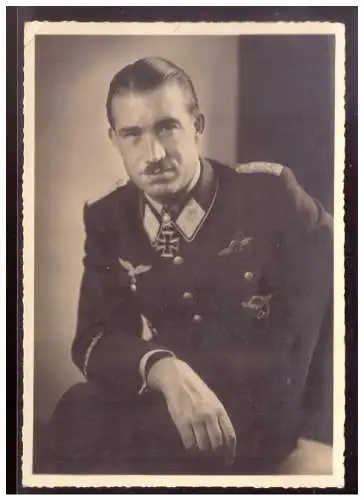 [Propagandapostkarte] Dt- Reich (021936) Propagandakarte, Ritterkreuzkarte, Foto Hoffmann, Generalmajor Adolf Galland, ungebraucht. 