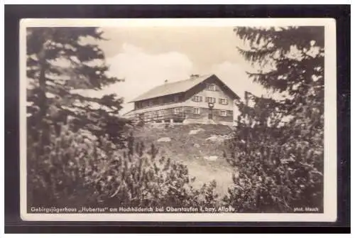 [Propagandapostkarte] Dt- Reich (021950) Propaganda AK, Gebirgsjägerhaus Hubertus, bei Oberstaufen, gelaufen Marke beschädigt. 