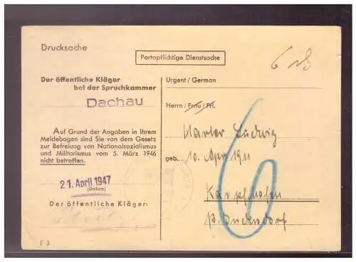 All. Bes. Bizone  Rundstempel (Datum und/oder Ort klar)