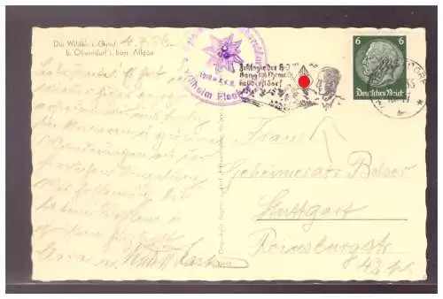 [Propagandapostkarte] Dt- Reich (022032) AK Oytal, mit Postwerbestempel Zeltlager der HJ Bann 104 Chemnitz in Obersdorf, gelaufen Obersdorf. 