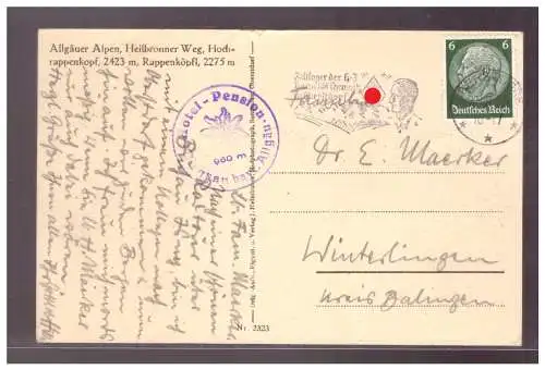 [Propagandapostkarte] Dt- Reich (022033) AK Heilbronnerw, mit Postwerbestempel Zeltlager der HJ Bann 104 Chemnitz in Obersdorf, gel. Obersdorf. 