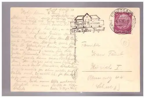 [Propagandapostkarte] Dt- Reich (022042) Postkarte Schloss Hohenheim bei Stuttgart, gelaufen mit Postwerbestempel HJ, gelaufen in die Schweiz. 