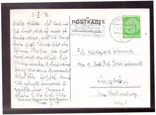 [Propagandapostkarte] Dt- Reich (022043) Ortspostkarte Mittenwald, gelaufen innerhalb Würzburg mit HJ Werbestempel am 4,10,1937. 