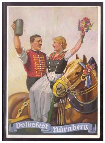 [Propagandapostkarte] Dt- Reich (022198) AK Volksfest Nürnberg 1936, Stadt der Reichsparteitage, gelaufen am 15.9.1936. 
