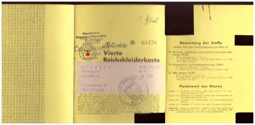 Dt- Reich (022221) benutzte Vierte Reichskleiderkarte, Stadt Tallfingen