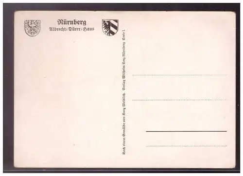 [Propagandapostkarte] Dt- Reich (022311) Propagandakarte, Nürnberg die Stadt der Reichsparteitage, Albrecht Dürer Haus, ungebraucht. 