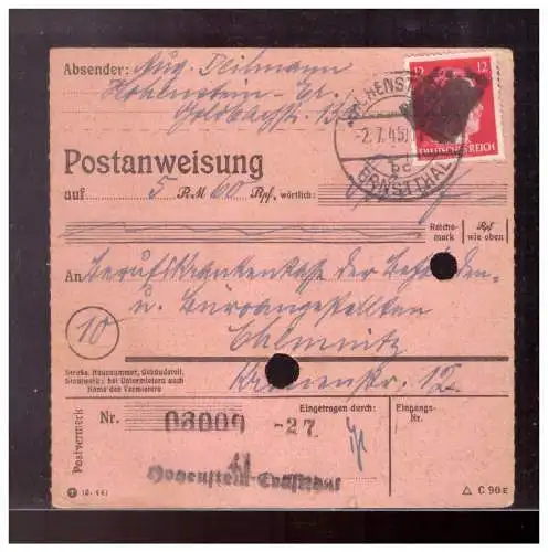 All. Bes. Sowj. Zone  Rundstempel (Datum und/oder Ort klar)