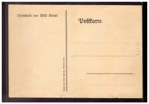 [Propagandapostkarte] Dt- Reich (022616) Propagandakarte Über Gräber vorwärts!, ungebraucht, Linolschnitt von Willi Kiendl. 
