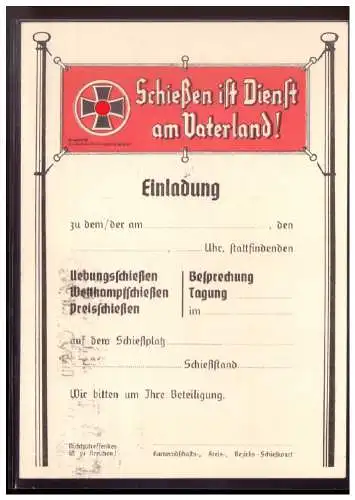 [Propagandapostkarte] Dt- Reich (022618) Propagandakarte Schießen ist Dienst am Vaterland blanco gestempelt Deutscher Reichskriegerbund. 