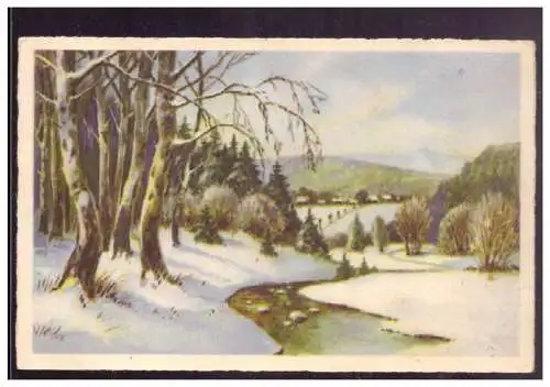 [Propagandapostkarte] Dt- Reich (022629) AK Winterlandschaft, gelaufen nach Schweden mit 2 Stempeln, Ak`s ins Ausland Verboten, und Info für d. 