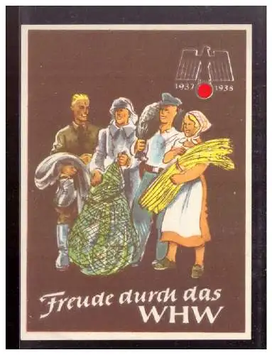 Dt- Reich (022727) Propaganda WHW Türblatt, Freude durch das WHW 1937/ 1938