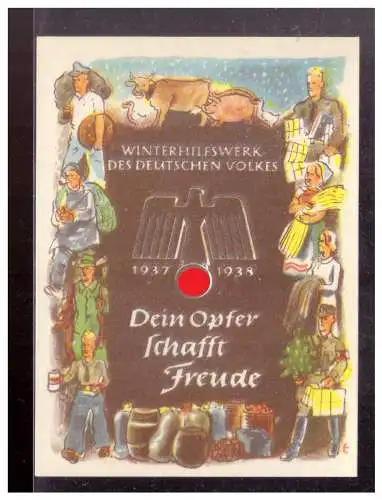 Dt- Reich (022729) Propaganda WHW Türblatt, Dein Opfer schafft Freude 1937/ 1938