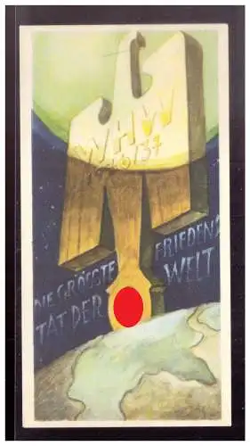 Dt- Reich (022733) Propaganda WHW Türblatt, Der größte Friedenstat der Welt, 1936/ 1937