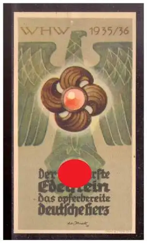 Dt- Reich (022735) Propaganda WHW Türblatt, Der kostbarste Edelstein das opferbereite Deutsches Herz, 1935/ 1936