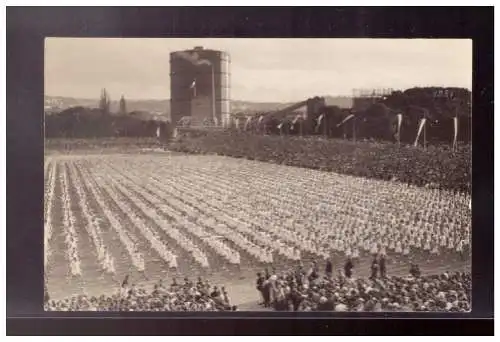 [Echtfotokarte schwarz/weiß] Dt- Reich (022785)  AK 15. Deutsches Turnfest 1933 Stuttgart, Aufführung, ungebraucht. 