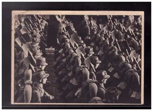 [Propagandapostkarte] Dt- Reich (022863) Propaganda AK Vorbeimarsch RAD, gelaufenmit SST des Führers Geburtstag Berlin 20.4.1937. 