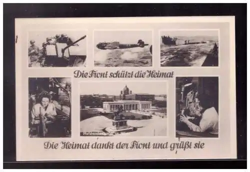 [Ansichtskarte] Dt- Reich (022866) Propaganda AK Mehrfelderkarte Die Front schützt die Heimat, Die Heimat dankt der Fronz und grüßt sie. 