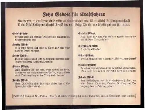 Dt- Reich (022901) Faltblatt, 10 Pflichten der Kraftfahrer, Augen auf im Straßenverkehr