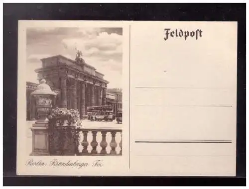 [Feldpostkarte] Dt- Reich (022912) Feldpost Postkarten Berliner Propagandabauten, Berlin Brandenburger Tor, ungebraucht. 