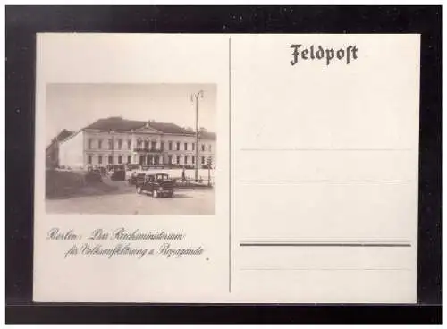 [Feldpostkarte] Dt- Reich (022914) Feldpost Postkarten Berliner Propagandabauten, Berlin Das Reichsministerium für Volks, ungebraucht. 