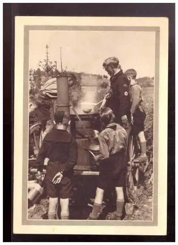 [Echtfotokarte schwarz/weiß] Dt- Reich (022955) Propagandakarte Deutsches Jungvolk (Hitler-Jugend), Fähnlein Heckinghausen, ungebraucht. 