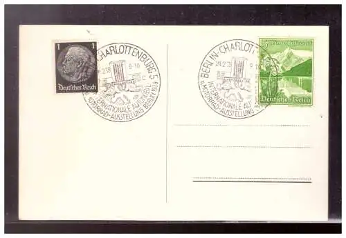 [Propagandapostkarte] DT-Reich (022964) Propagandakarte Schwarz- Weiss, Internationale Automobilausstellung Berlin 1939, blanco mit 2 SST vom. 