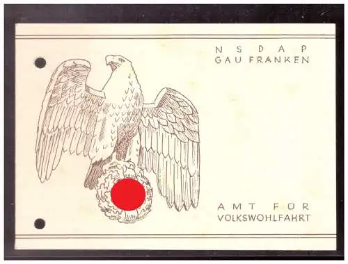 [Propagandapostkarte] Dt- Reich (022969) Propaganda NSDAP Gau Franken, Amt für Volkswohlfahrt , Dankklappkarte für die Aufnahme. 