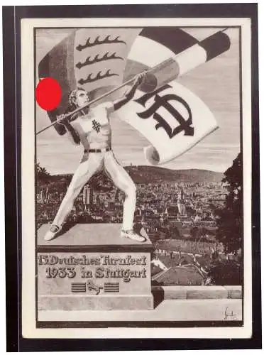 [Propagandapostkarte] AK (022975) Stuttgart, Das 15. Deutsche Turnfest in Stuttgart 1933, Fahnenschwinger, ungebraucht. 