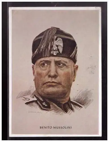 [Propagandapostkarte] DT- Reich (022976) Propagandakarte Benito Mussolini, blanco gest. mit 2 SST München 18.640 und Das Deutsche rote Kreuz. 