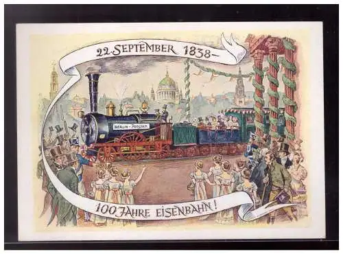 [Ansichtskarte] AK (023007) Jahrhundertfeier für Berlin- Potsdamer Eisenbahn 1938, ungebraucht. 