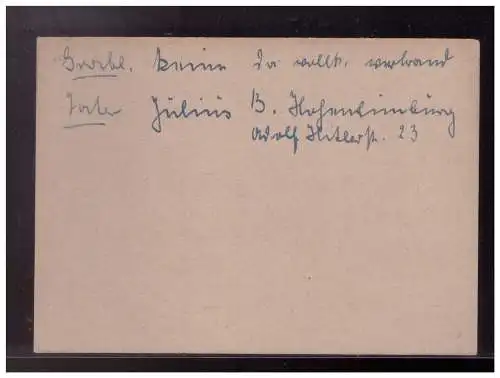 Dt- Reich (023046) Postkarte Verustmeldung eines Unteroffiziers, Verlustmeldung des Fliegerhorstes vermisst 27.1.1945